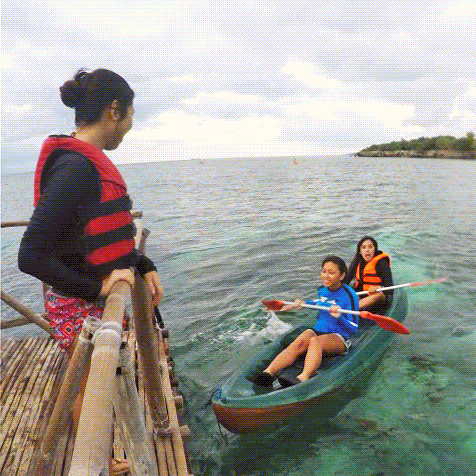 Guests enjoying the floating raft